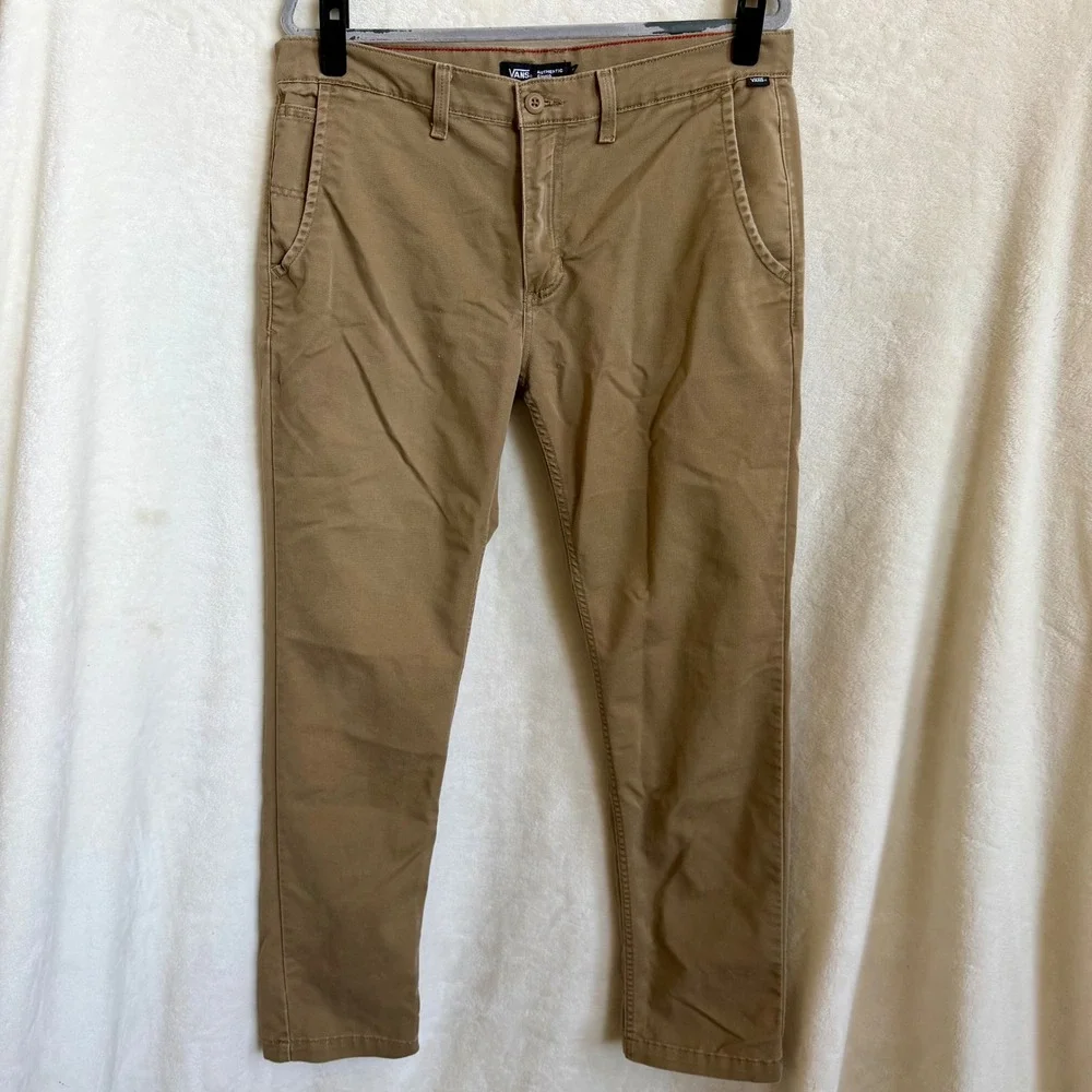 Vans Authentic Chino Slim Fit Khaki Tan Pants Mens Size 34 Skater Streetwear